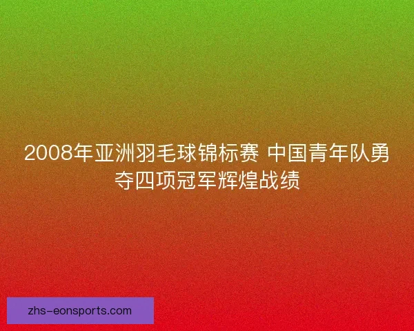 2008年亚洲羽毛球锦标赛 中国青年队勇夺四项冠军辉煌战绩